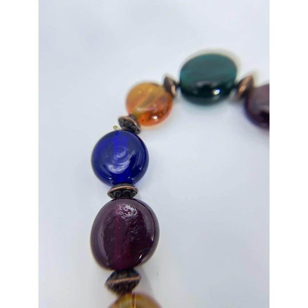 Handmade Lampwork Art Glass Bead Bracelet 7